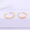 Universal cute brand one size ring with stone, 2021 collection, Korean style, simple and elegant design, micro incrustation, with gem, on index finger