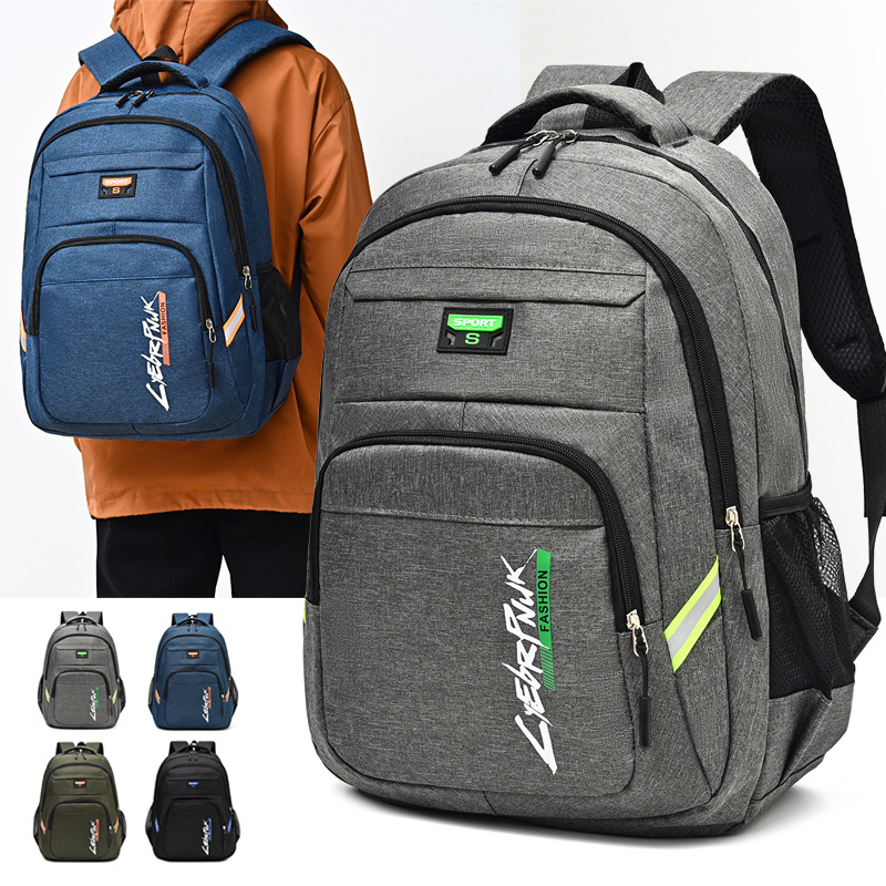 Backpack Men's Large-Capacity Wear-Resistant Student School Bag Korean Style Business Trip Commuter Computer Bag Outdoor Sports Travel Backpack