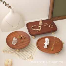 跨境木质首饰托盘玄关钥匙收纳架商用珠宝饰品展示架香薰蜡烛盘
