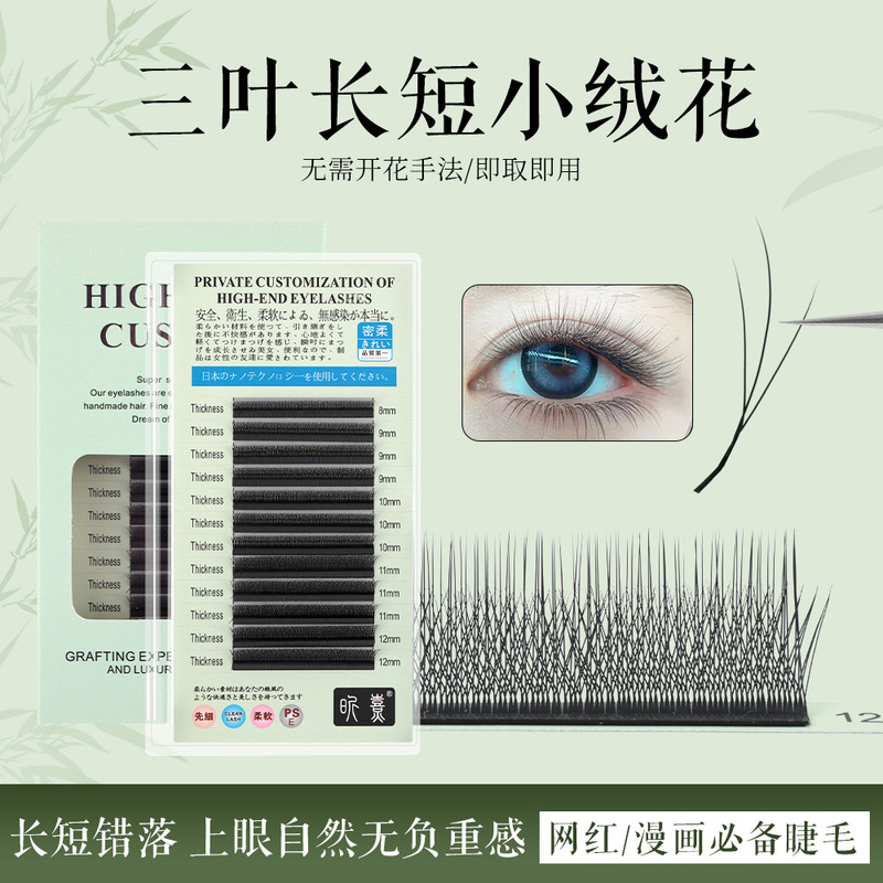 National Style Lc Long and Short Fluffy Flower Spark Clover Grafted Eyelashes, Natural Beauty Eyelashes for Professional Use National Style Lc Long and Short Fluffy Flower Spark Clover Grafted Eyelashes, Natural Beauty Eyelashes for Professional Use