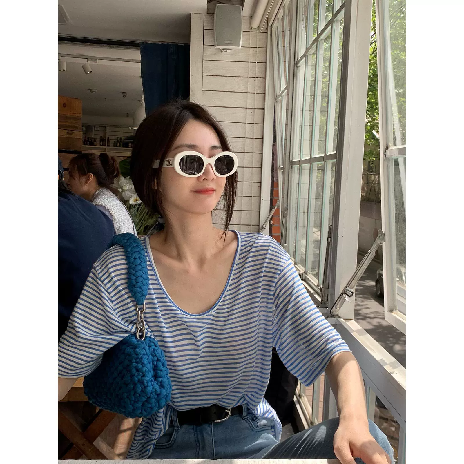 В наличии VC, новая летняя свободная универсальная полосатая футболка для похудения, женская короткая майка без рукавов