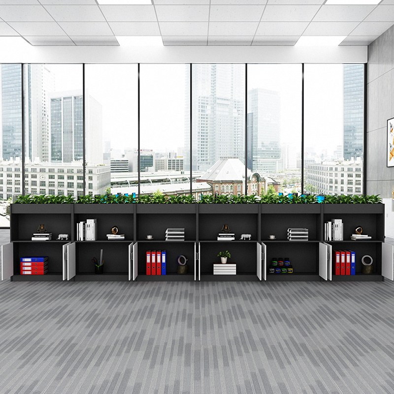 Gabinete de oficina bajo simple negro y blanco moderno compensación de madera bajo gabinete archivador gabinete de archivos gabinete de almacenamiento suministro directo