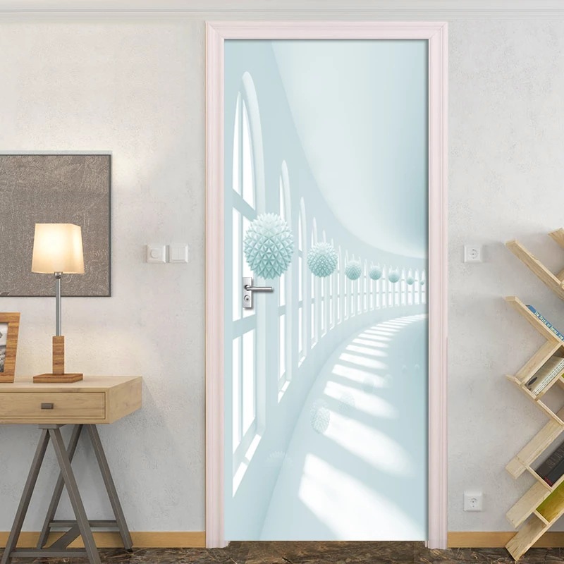 创意3D门贴翻新自粘贴纸装饰卧室客厅墙贴门贴白墙空间三维图货源