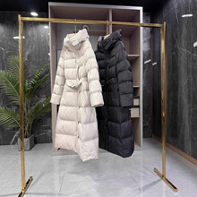 莼尾意柜！锁暖中长款连帽白鸭绒羽绒服大衣外套女