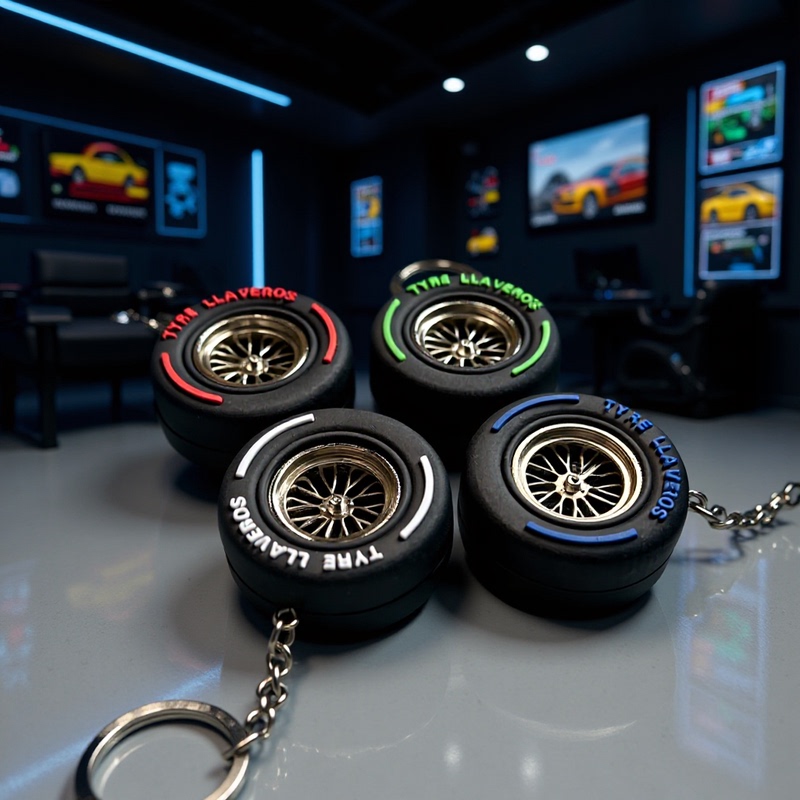 Cross-Border Popular Temu Dropshipping Fitness Tire Keychain Pendant, High-Quality Soft Rubber Creative Ornament Car Keychain