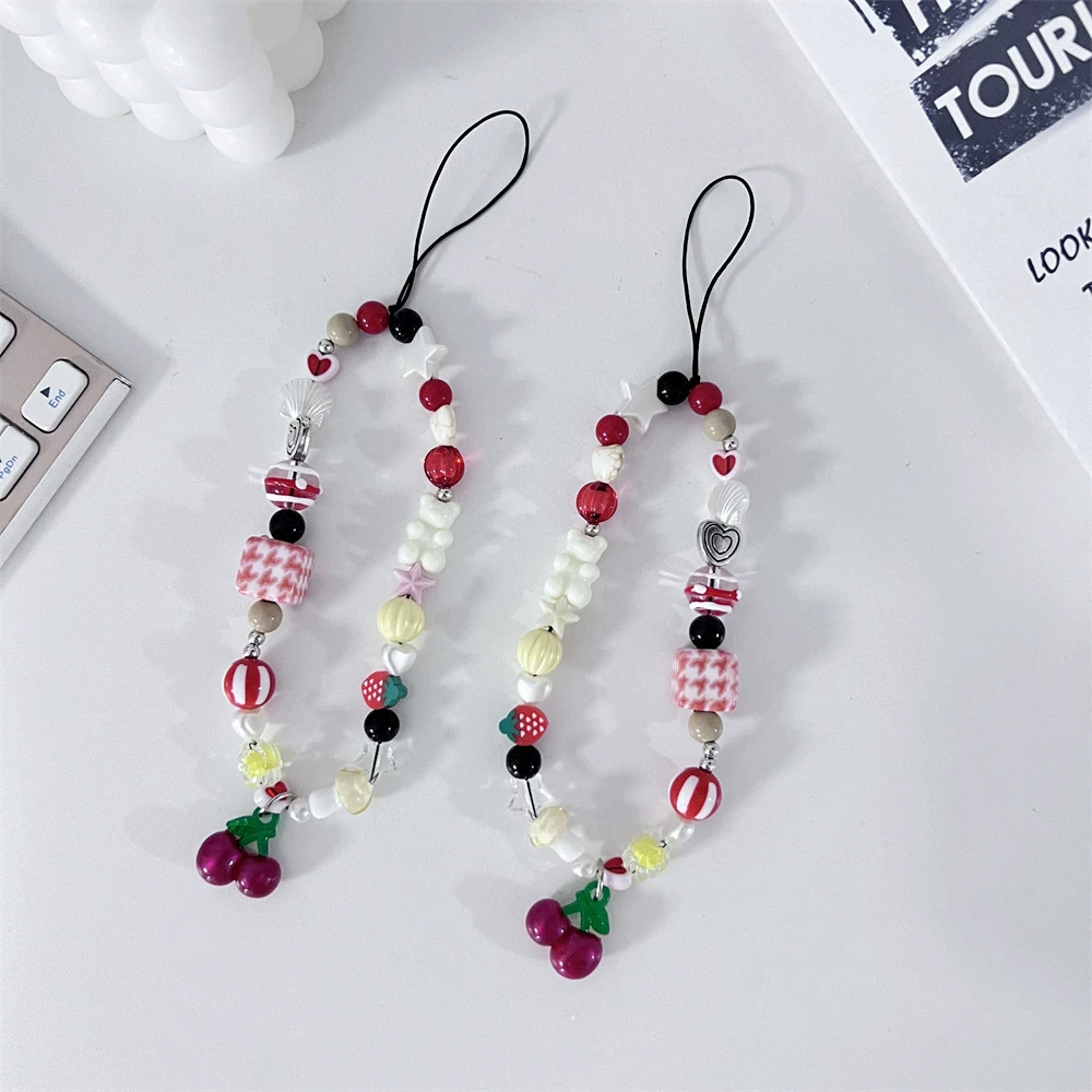 Мобильный телефон, цепь, короткий ремешок handmade, камера, подвеска, с маленькими медведями, стиль высокого качества
