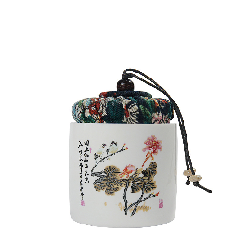 Small Portable Mini Ceramic Tea Can for Pu-erh Black Green Flower Tea Empty Packaging Box Universal