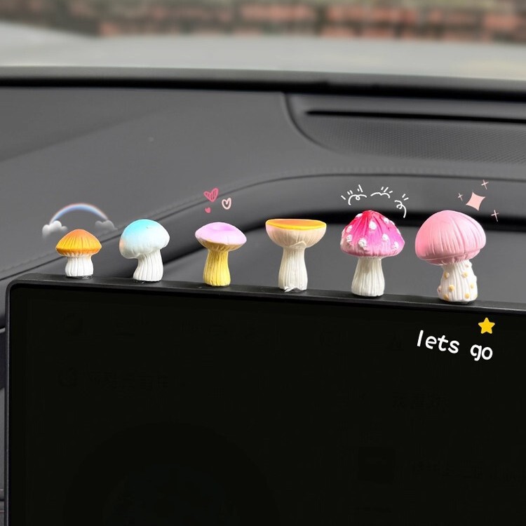 Stress-Relieving and Healing Mini Mushroom Car Ornament for Dashboard, Rearview Mirror, and Window Decoration Stress-Relieving and Healing Mini Mushroom Car Ornament for Dashboard, Rearview Mirror, and Window Decoration