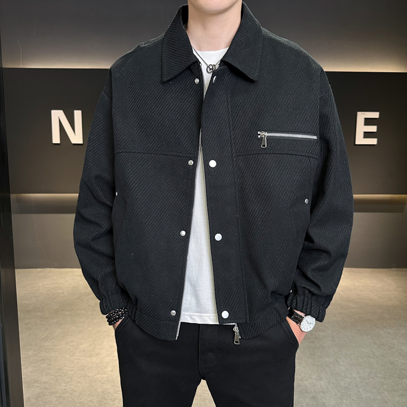 Plus-Size Loose Men's Jacket for Spring and Autumn, Fashionable Casual Versatile Oversized Turn-Down Collar Functional Jacket Top