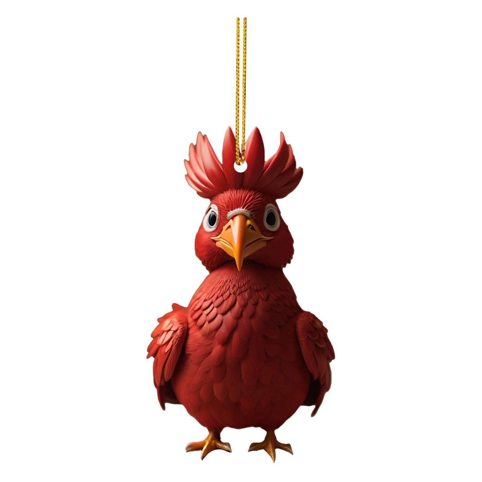 Cruzar la frontera nueva Navidad de dibujos animados de pollo acrílico adornos de coche Navidad árbol de Navidad adornos decoraciones para el hogar