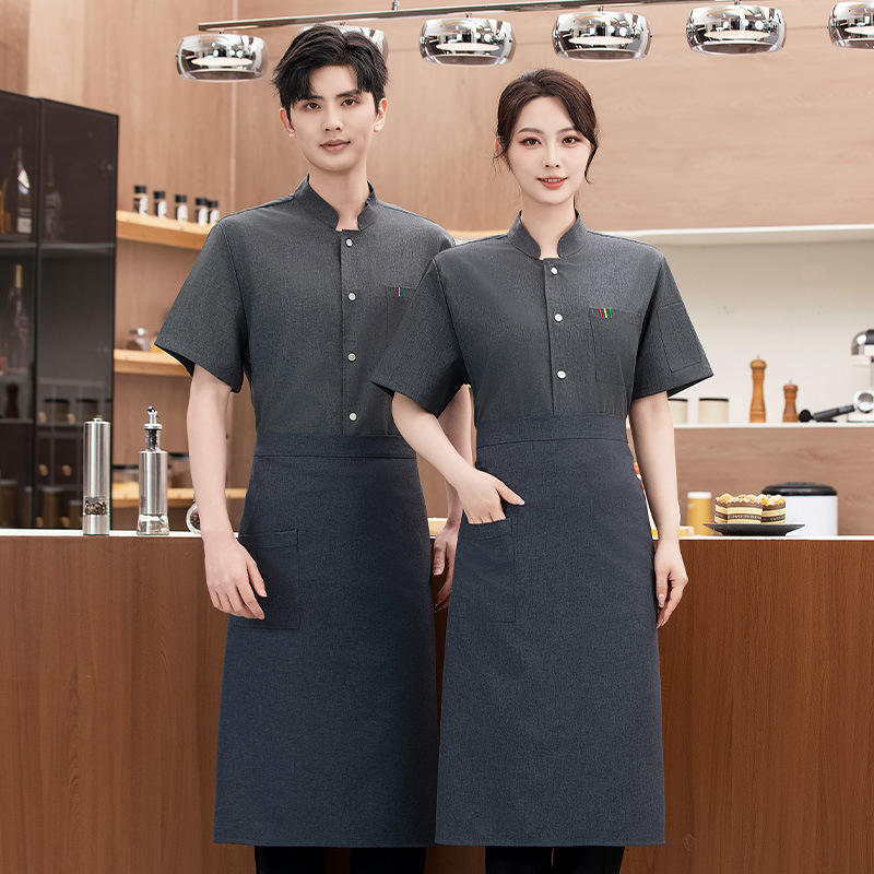 高档厨师工作服男短袖夏季透气网酒店西餐厅饭店厨房主厨餐饮印字