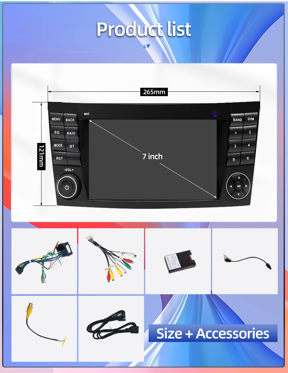 7inch Suitable for Mercedes-Benz E-Class W211 Car Central Control Large Screen Navigation Carplay Player