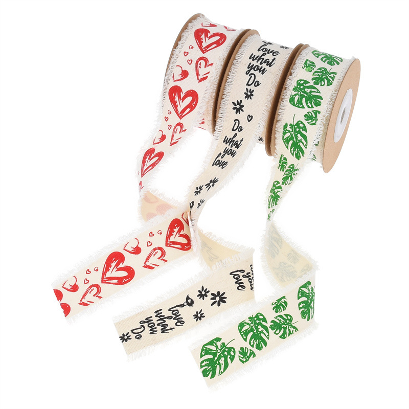Transfronterizos nueva impresión de cinta de amor cinta de algodón jardinería decoración de maceta de tortuga hecha a mano cinta de hoja de 5 yardas