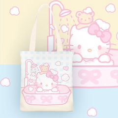 KT Cat Canvas Bag Eco-Friendly Canvas Tote Large Capacity Shoulder Bag Shopping Bag Women's Handbag