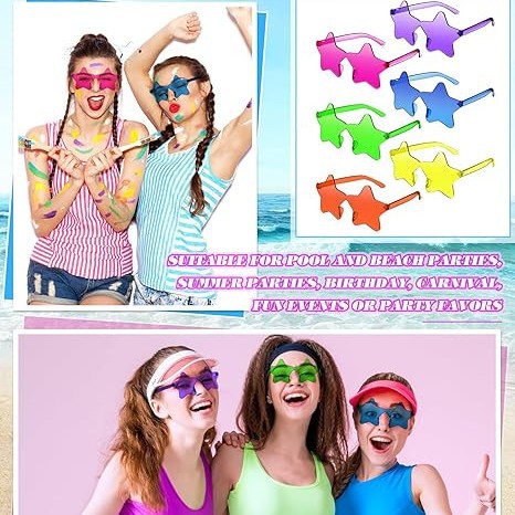 Gafas de Sol de Estrella de Cinco Puntas Sin Marco de Plástico PC Decorativas para Fiesta