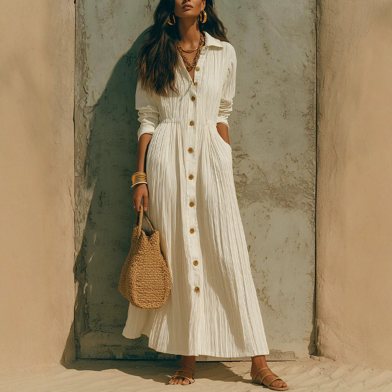 2026 European and American Autumn New High-End White Dress, Long Style, Waist-Cinching, Loose Fit, Plus-Size Women's Clothing, Cross-Border Hot Item 2026 European and American Autumn New High-End White Dress, Long Style, Waist-Cinching, Loose Fit, Plus-Size Women's Clothing, Cross-Border Hot Item