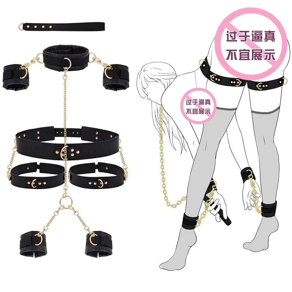 Harness, golden set, polyurethane handcuffs, toy