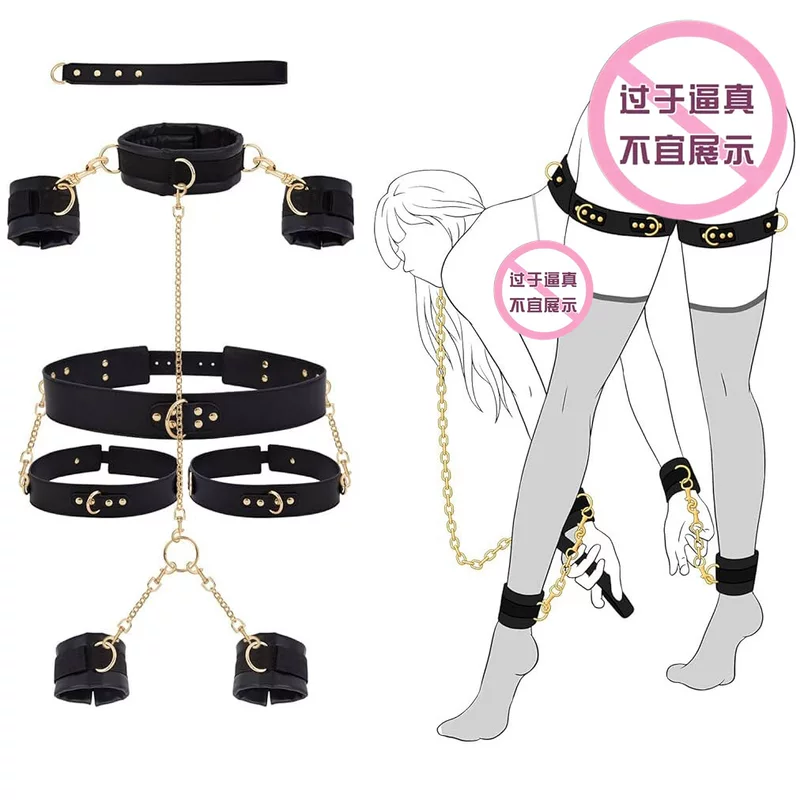 Harness, golden set, polyurethane handcuffs, toy