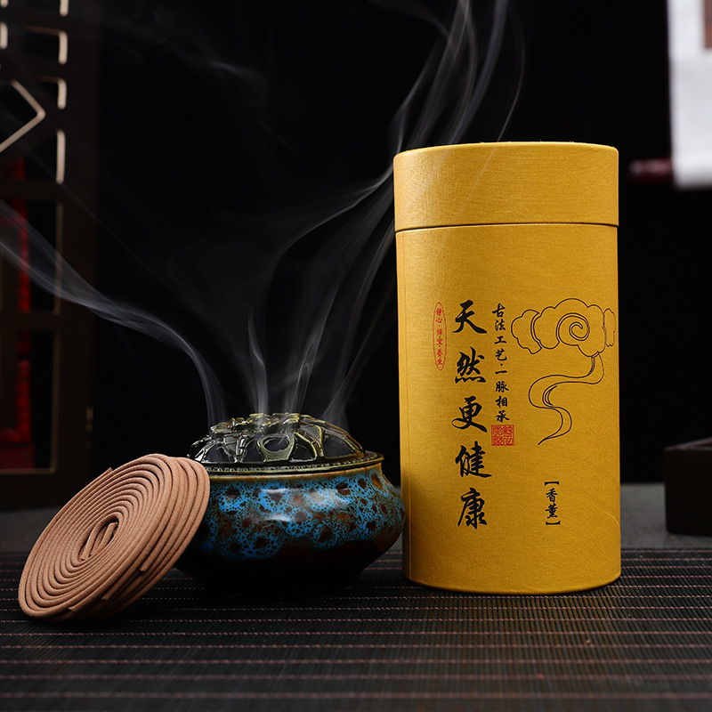 中式檀香盘香天然沉香艾草驱蚊香家用卧室酒店室内除臭去味熏香盘