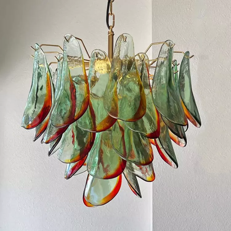 Design creative green glass ceiling lamp for country house for living room, french style, American style