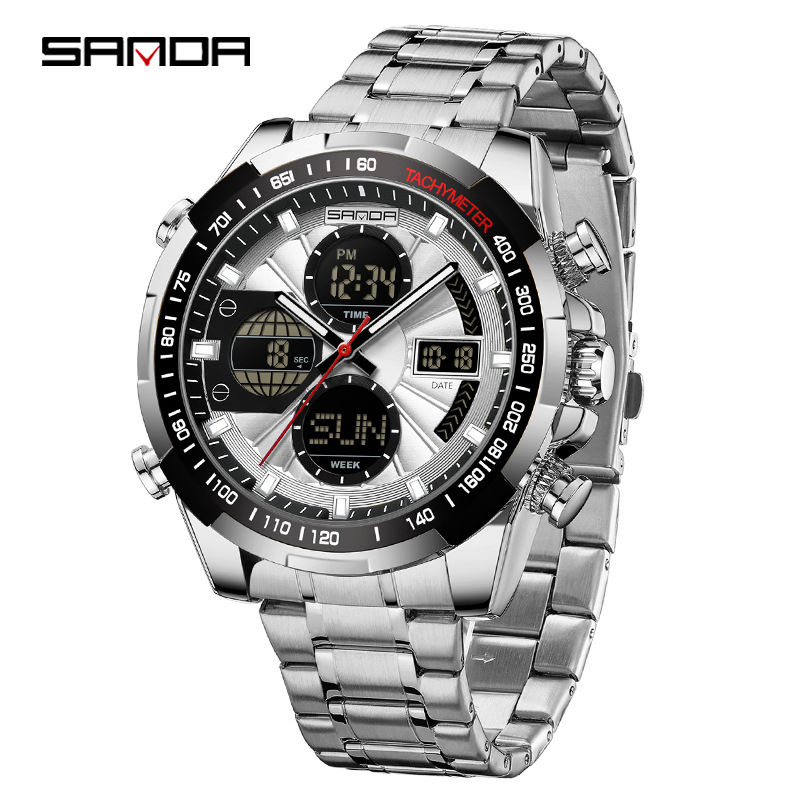 SANDA SANDA 5105 caliente reloj de hombre esfera grande doble luz nocturna relojes de estudiantes varones relojes deportivos casuales