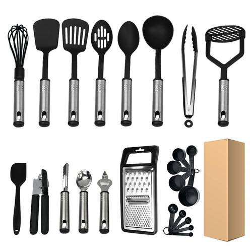 Wholesale Nylon Stainless Steel Home Kitchen Spatula Spoon Set Cooking Utensils Complete Kitchen Tools Cooking Kitchen Equipment