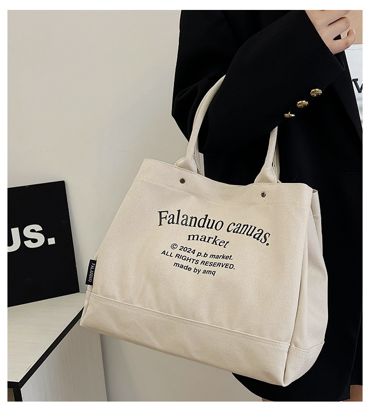 Tote women 2024 new large capacity versatile for spring and summer, shoulder bag, canvas ins commuting bag_voghion.com
