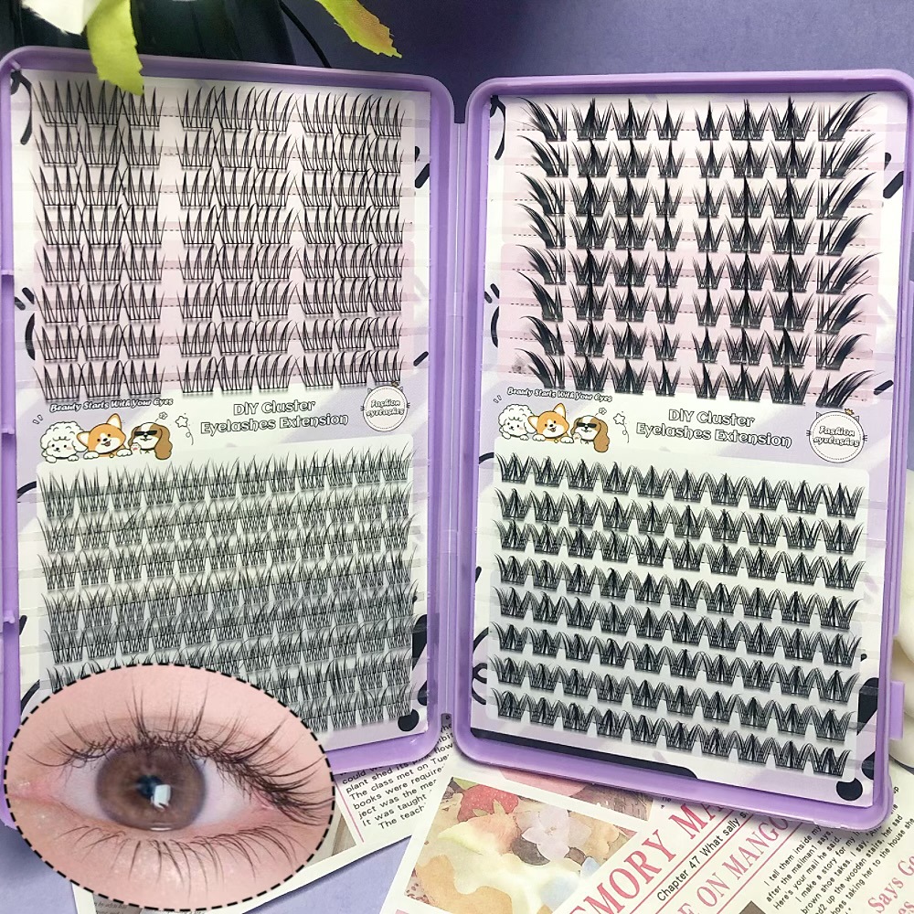 Serie de pestañas postizas transfronterizas Libro de pestañas de comercio exterior Pestañas postizas en inglés completas Pestañas postizas de gran capacidad, pelo segmentado de un solo racimo