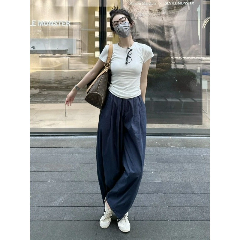 Летние наряды с полным комплектом модной дорожной одежды для маленьких людей, первой любви, чистого молока и милых широких брюк, женский костюм-двойка.