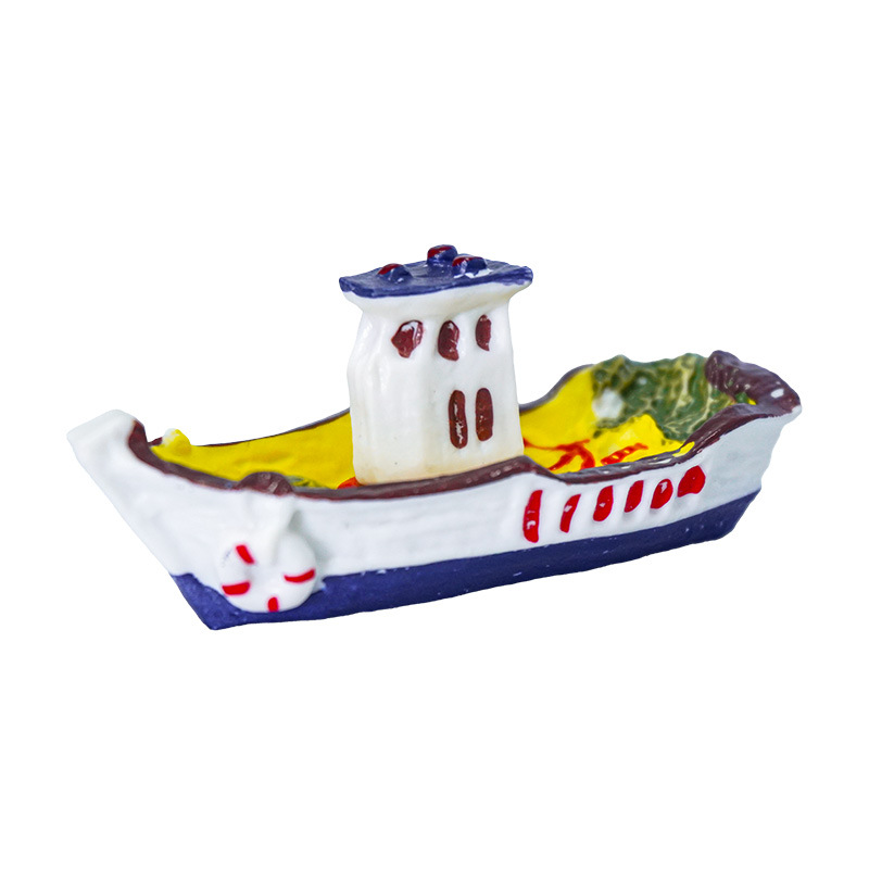 Nueva decoración para acuario, barco de resina, adorno para paisajismo de peceras, barco de pesca, mesa de arena, micropaisaje, modelo pequeño popular