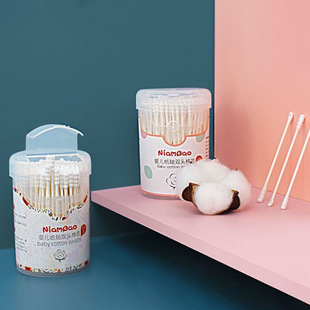 Baby Cotton Swabs with Small Heads for Ear Cleaning, Double Small Fine-Headed Spiral Cotton Sticks for Children, Household Boxed Set