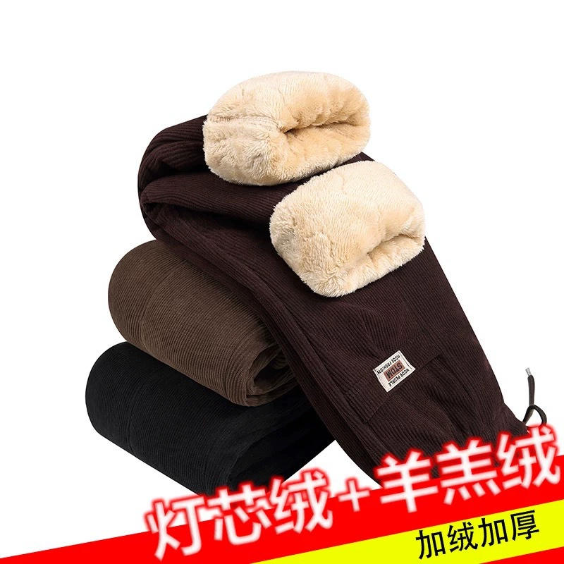 Мама хлопчатобумажные брюки толстые толстые зимние брюки с высокой талией прямые брюки среднего и пожилого возраста женские брюки кашемировый старый теплая брюки