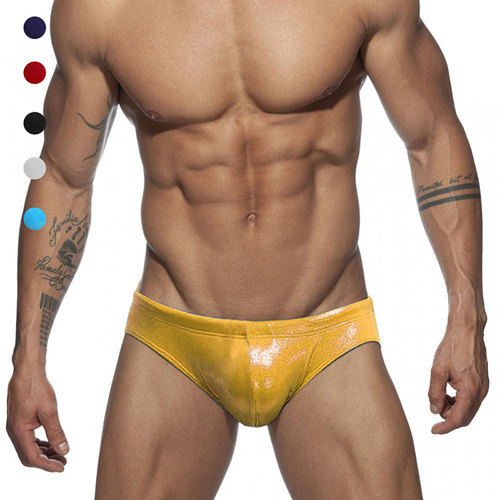 UXH European and American sequins sexy men's triangle swim shorts fitness bodybuilding trend bright foreign trade beach triangle swim shorts 