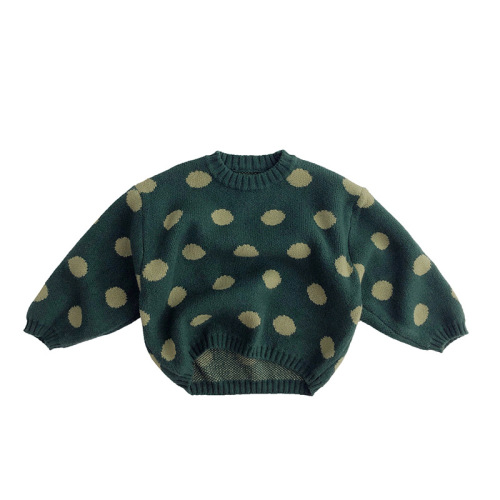 Colorful and versatile ~ Children's sweaters in autumn and winter Korean style polka dot print men's and women's fashionable retro pullover sweaters