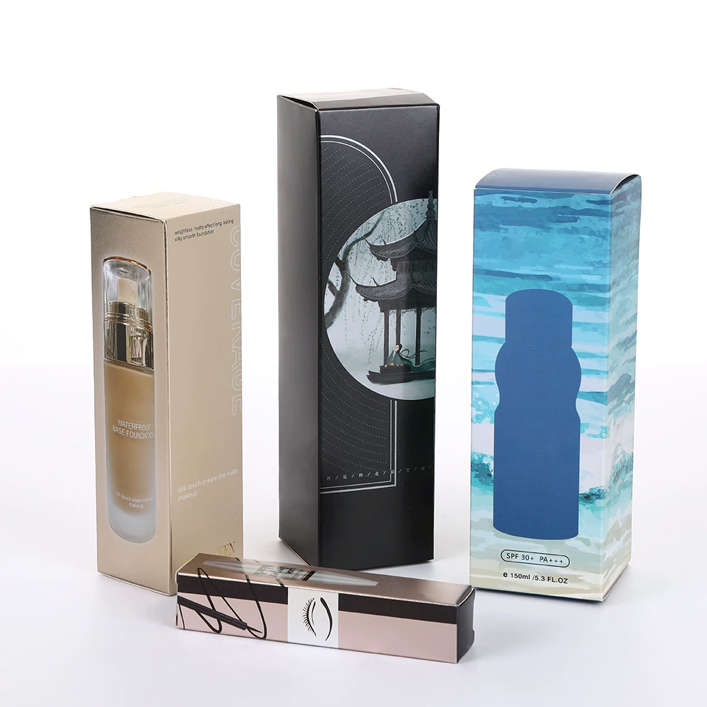 Индивидуальная упаковка для ухода за кожей, упаковка для туши, серебряная картонная коробка, подарочная упаковка для макияжа, одиночная упаковка.