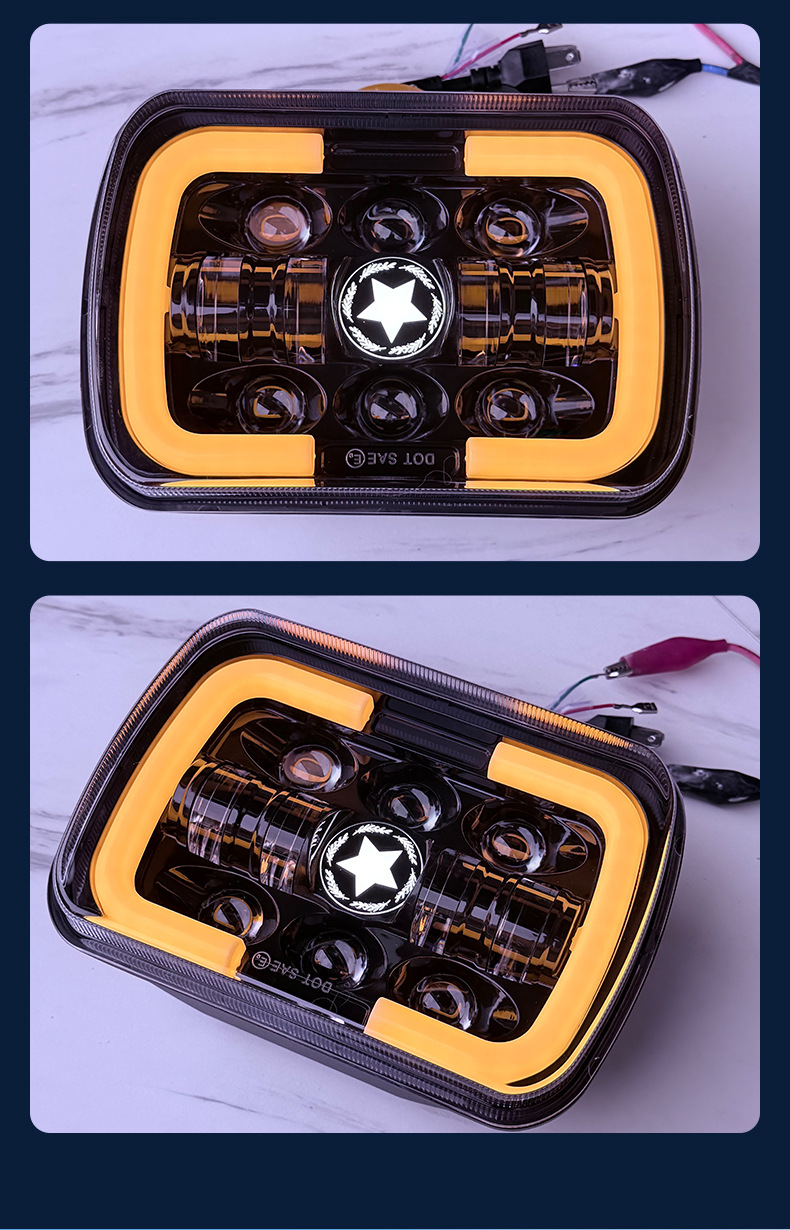7inch Square-Shaped Wrangler Off-Road Vehicle Headlight Led Light Modified Headlight 45W Power Front Light Five-Star Model Wholesale