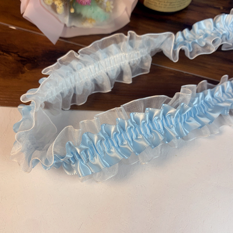 小香风双层粉色弹力蕾丝衣服花边辅料装饰手工diy材