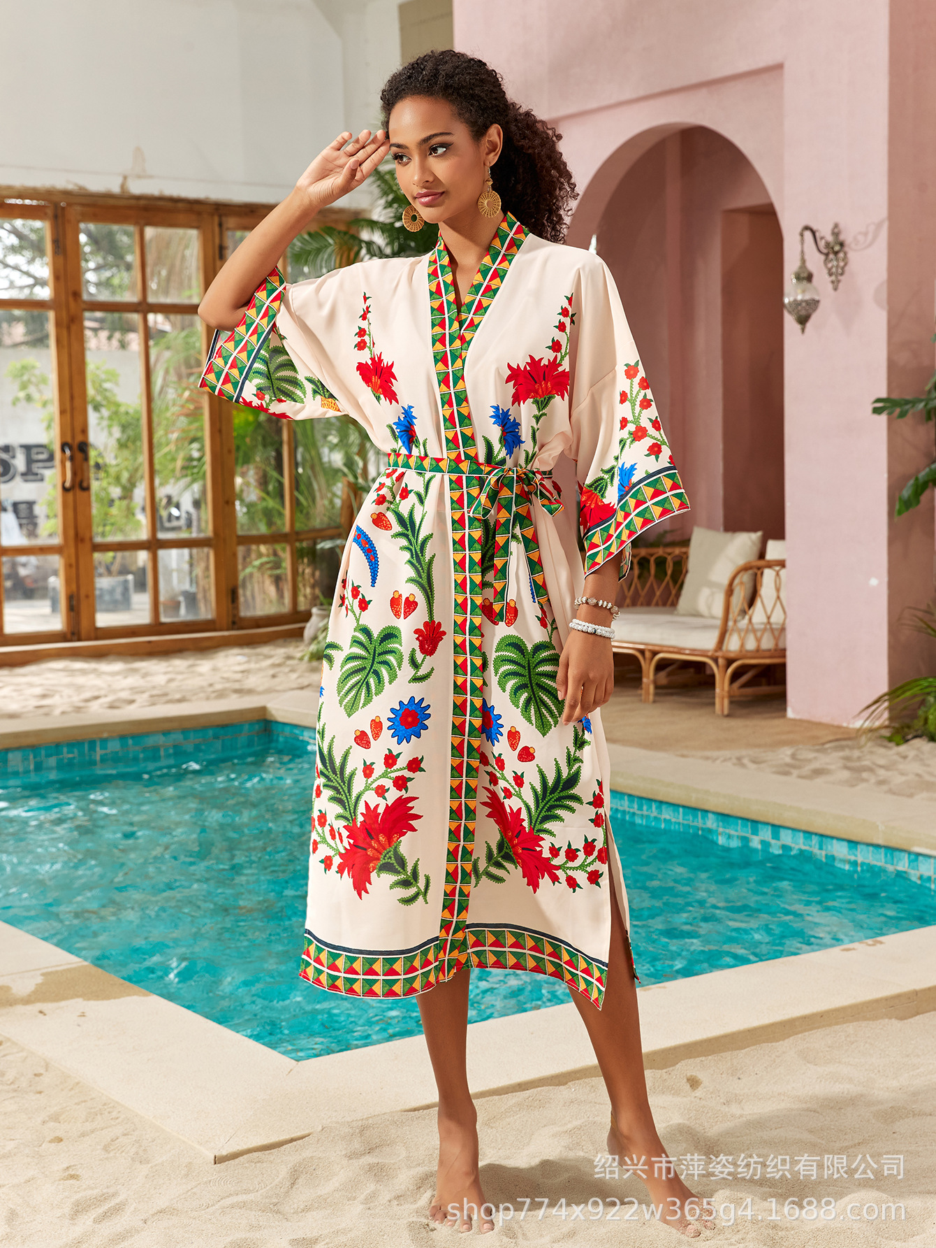 2025 transfronterizo Europa y América nueva camiseta de playa vacaciones cardigan kimono chaqueta de baño bikini camiseta protector solar F536