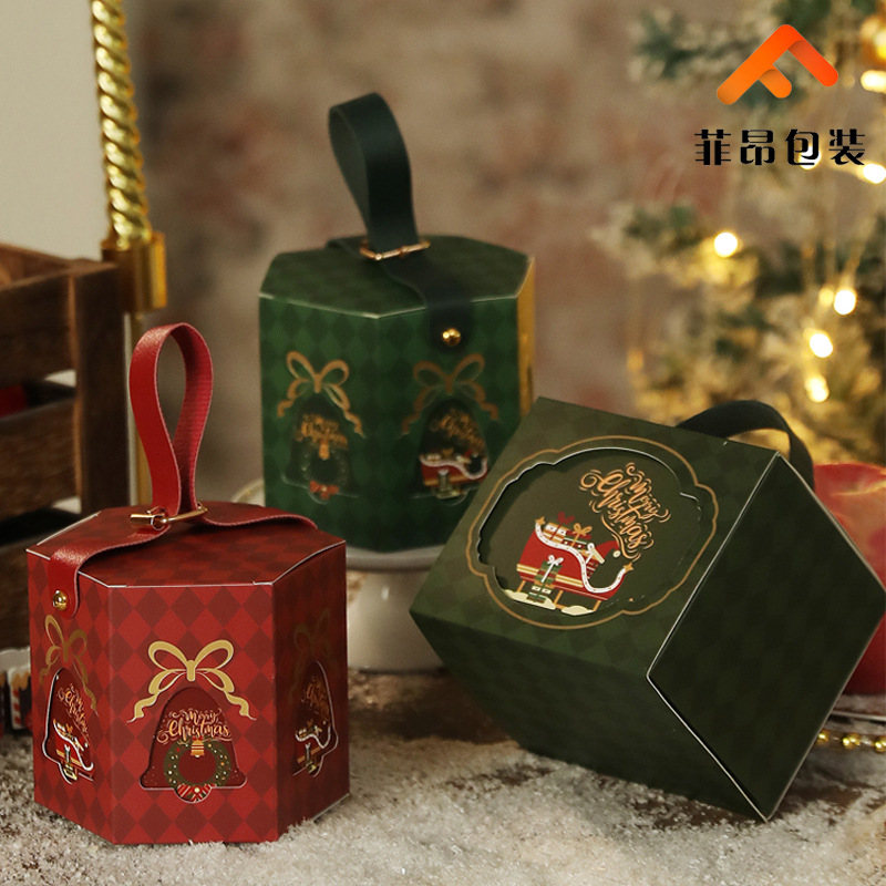 圣诞节苹果盒手提圣诞礼品盒平安夜苹果包装袋圣诞纸盒子现货
