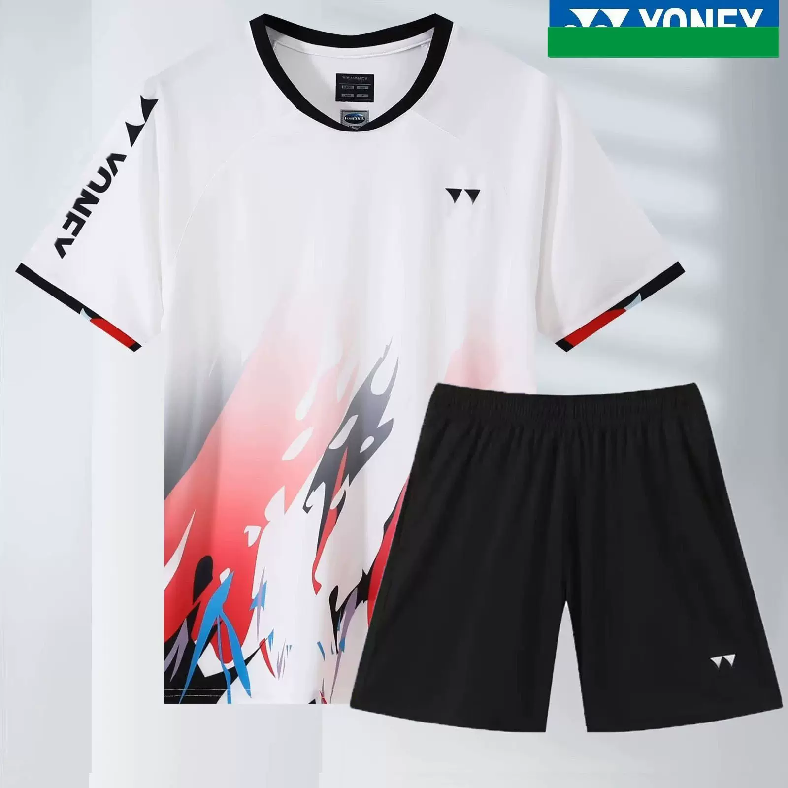 尤尼羽毛球服运动套装男女款yy速干运动短袖T恤比赛训练队服印字