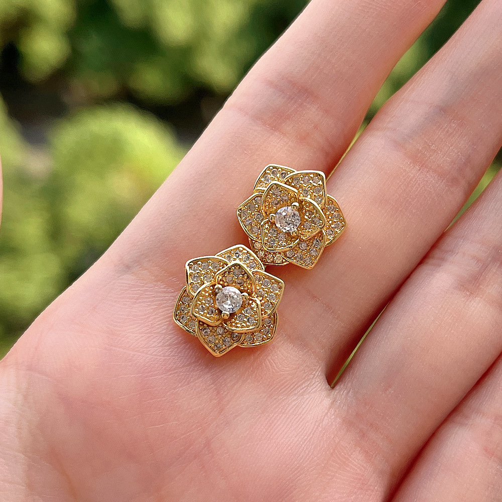 Zircon Stud Earrings Multi-coloured Crystal Jewellery Gift_voghion.com