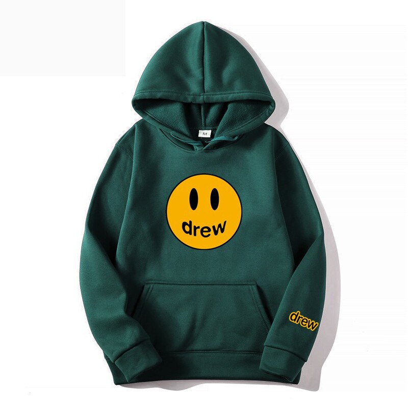 2025Drew House Justin Bieber Letter Men's and Women's Casual High Street Loose Hooded Sweatshirt Outer