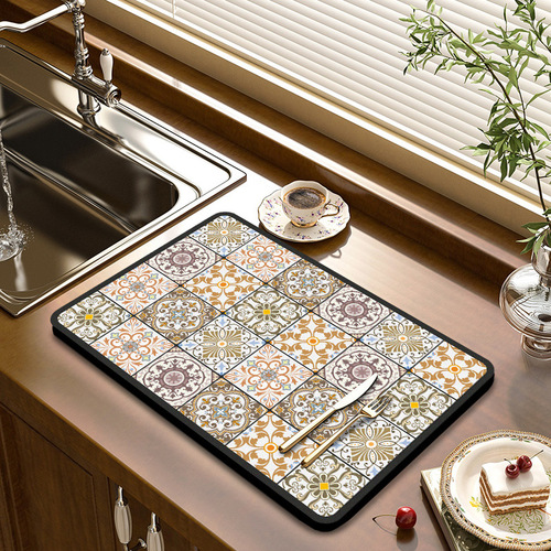 Diatom mud kitchen drain mat countertop absorbent table mat household cup and dish drying mat non-slip anti-fouling table mat