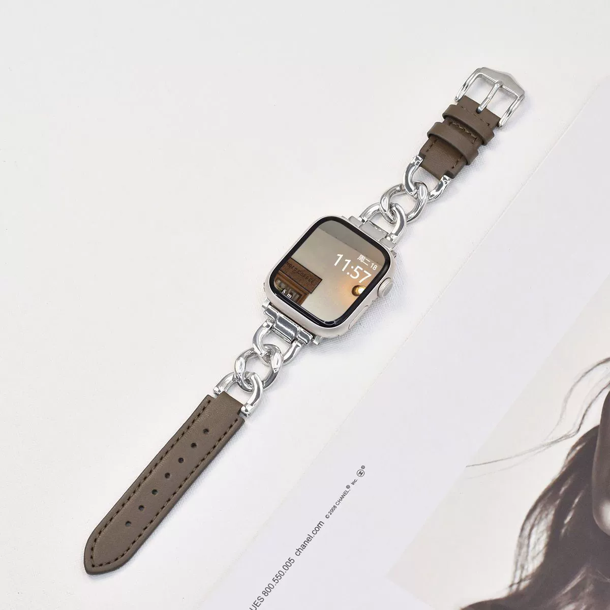 Подходит для Apple Watch S10 Ultra, ремешок для маленького аромата iWatch987654, деним цепочка