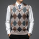 Men's Wool Vest Vest Spring and Autumn Casual Chicken Heart V-neck Sweater Solid Color Base Shirt Business Fashion Style