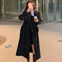 杭有内衬风衣女杭州意法风衣风衣长款薄款英伦风02雪尼尔氨纶无袖