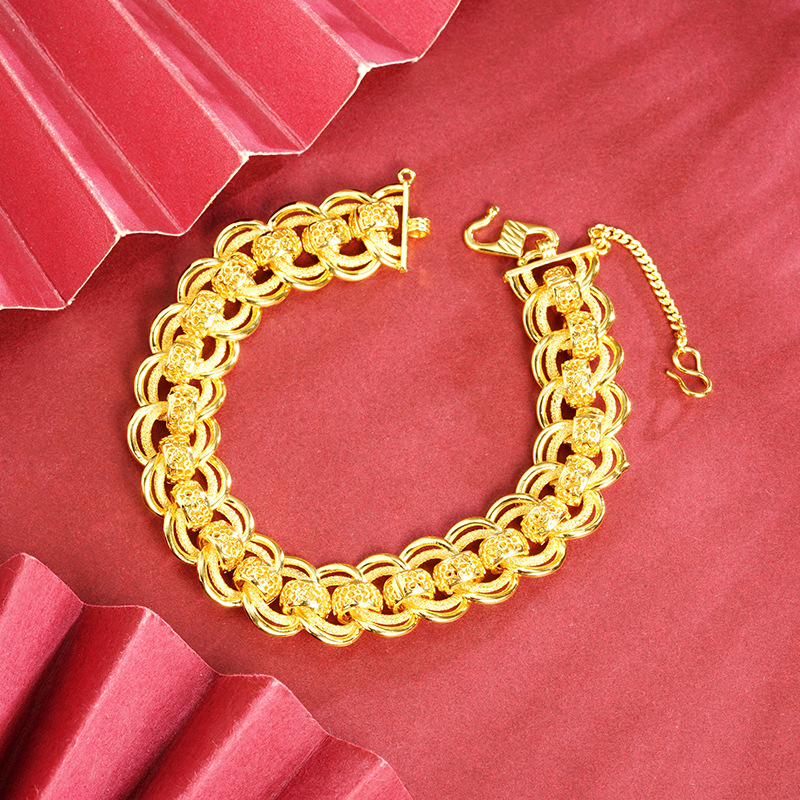 Nueva pulsera de oro de arena de Vietnam para hombres, exagerada edición ancha, pulsera de reloj grande, joyas de moda que no se desvanecen.