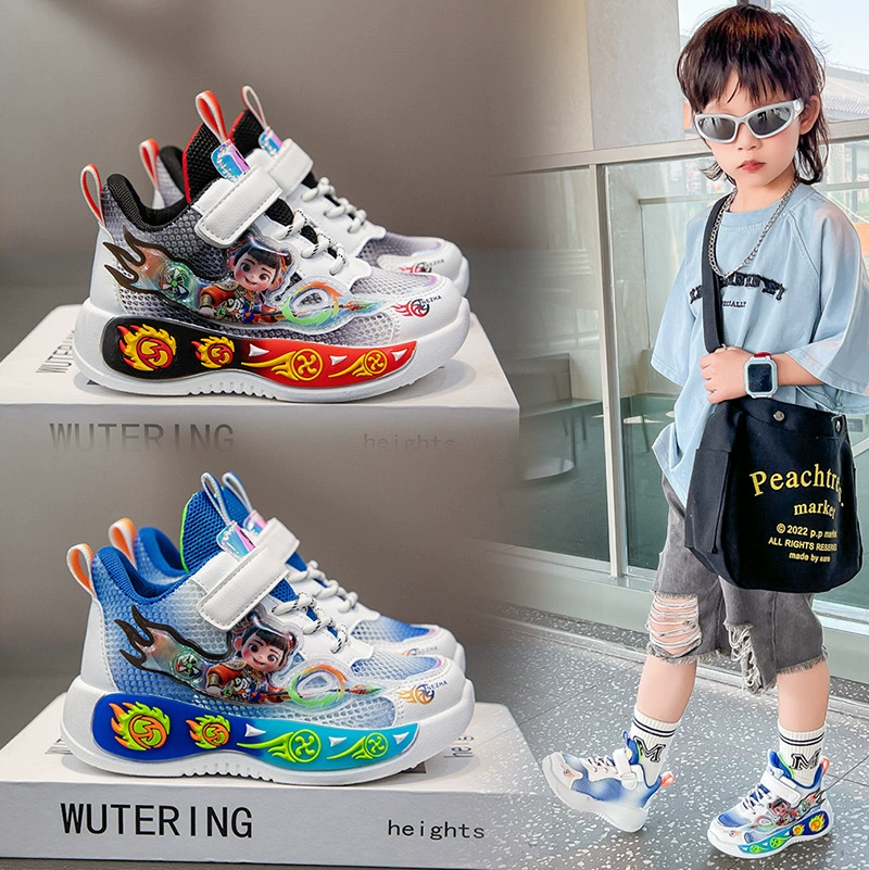 Детская спортивная обувь дышащая обувь для мальчиков весной и летом новая мультяшная одиночная сетка обувь для папы дикая мягкая подошва кроссовки