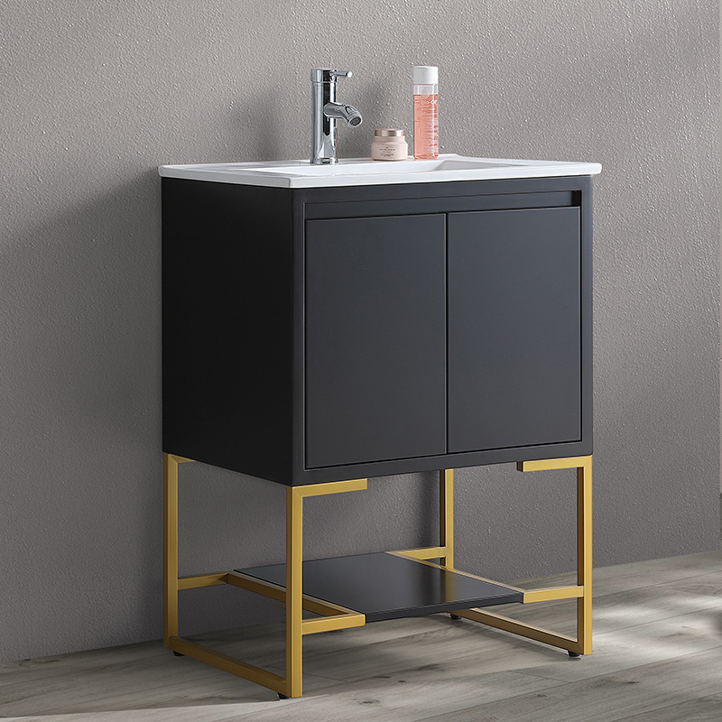 实木轻奢浴室柜组合浴室柜卫生间洗漱台悬挂式洗手盆柜陶瓷盆批发