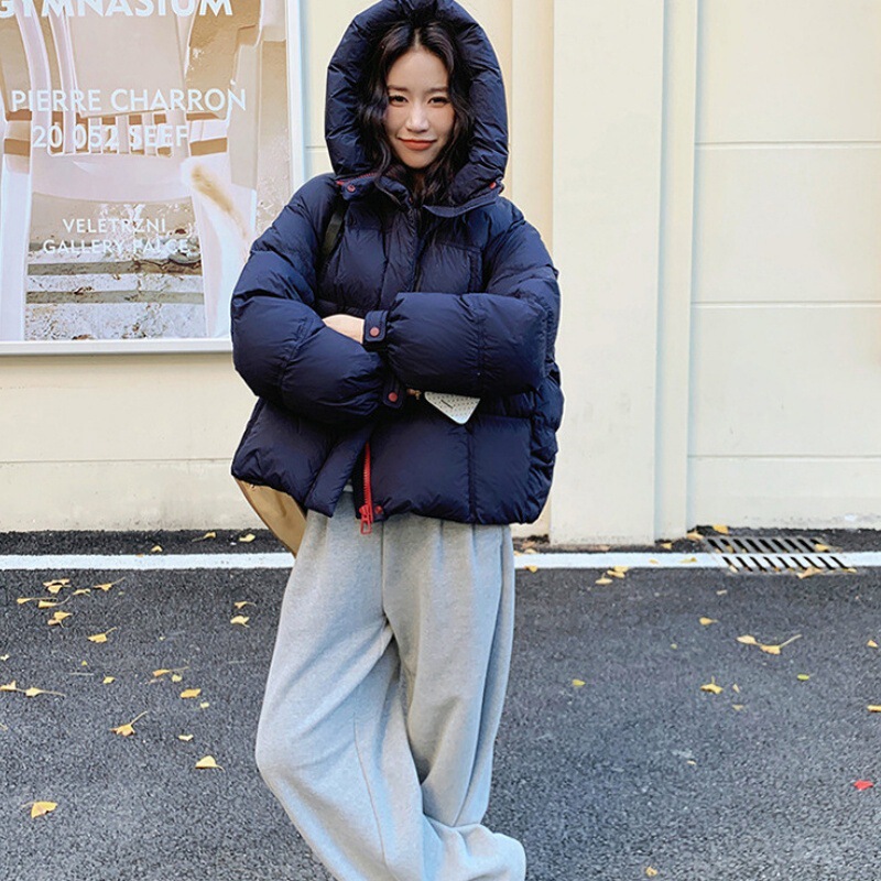 Korean-Style Thickened Puff Cotton Jacket for Women, 2026 Winter New Casual Warm Fashion Zip-Up Hooded Loose Coat